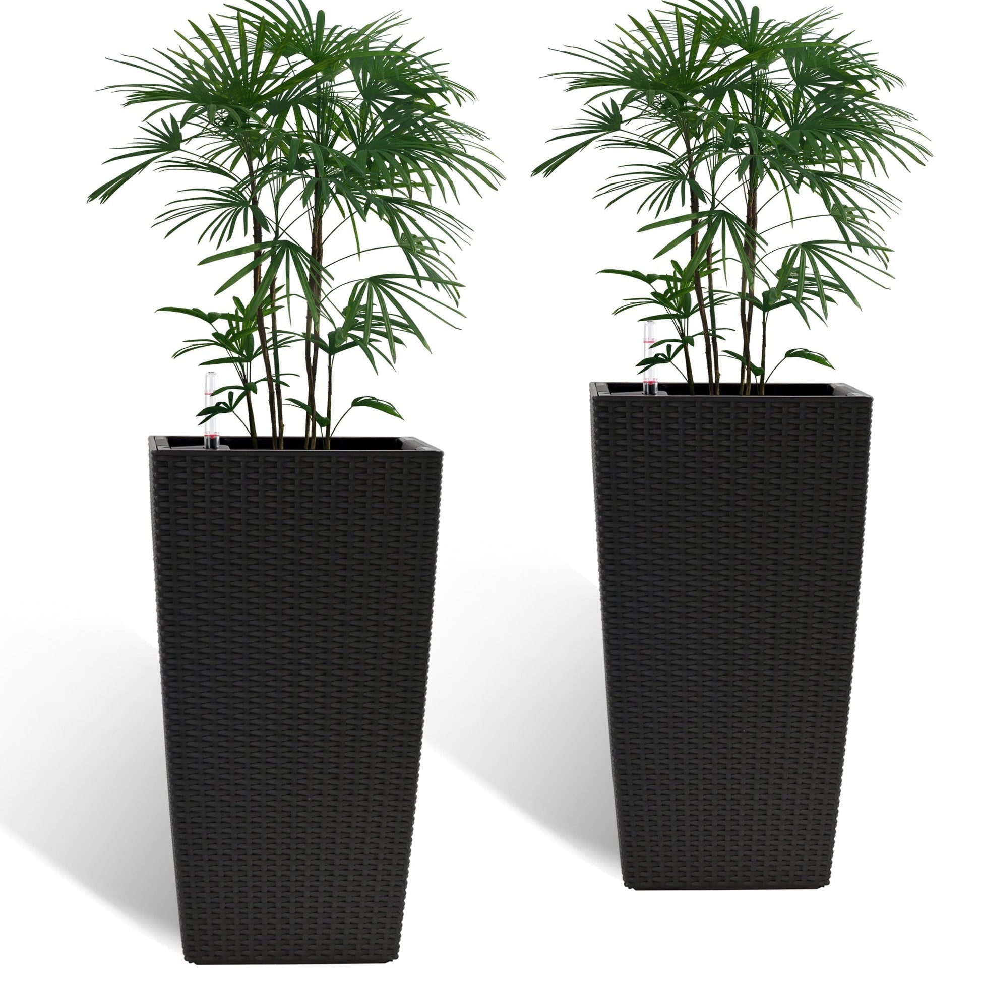 Square black woven planters set of 2 with automatic watering system by HouseOfZazla on Tampa Home & Garden Store