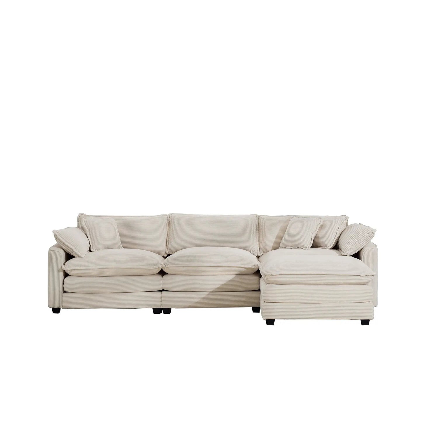 Modern oversized sofa with ottoman 3pc beige corduroy fabric by Unique Piece Furniture on Tampa Home & Garden Store