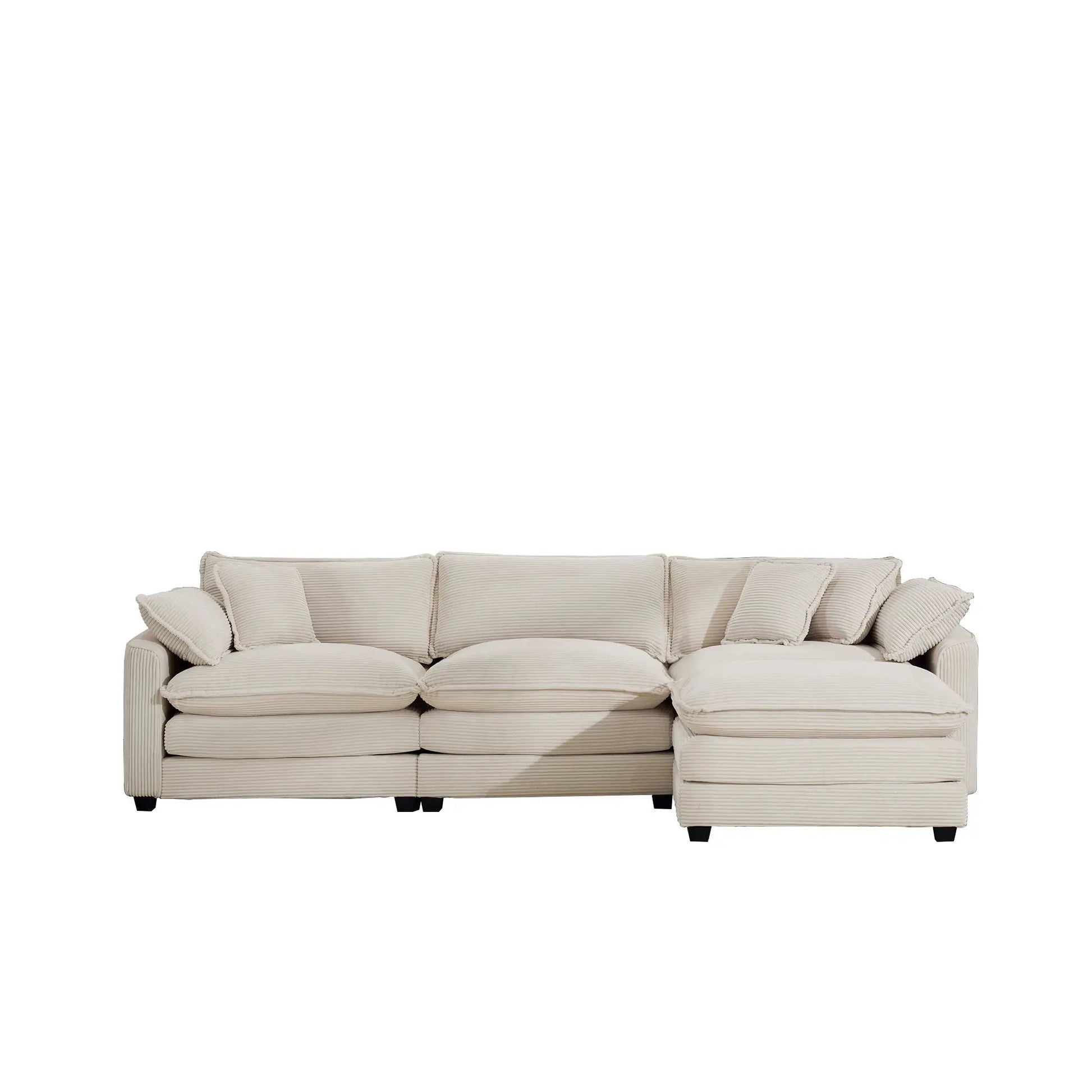 Modern oversized sofa with ottoman 3pc beige corduroy fabric by Unique Piece Furniture on Tampa Home & Garden Store