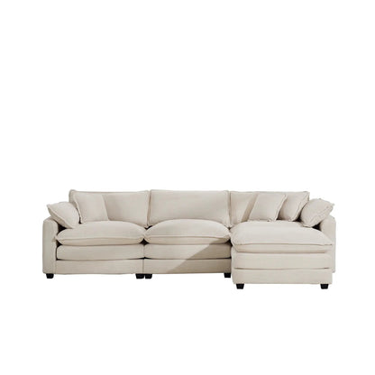 Modern oversized sofa with ottoman 3pc beige corduroy fabric by Unique Piece Furniture on Tampa Home & Garden Store
