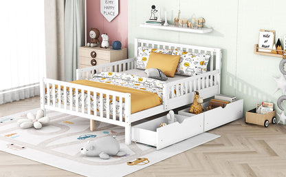 Platform bed white with guardrails and 2 under-bed drawers HouseOfZazla storage beds on Tampa Home & Garden Store