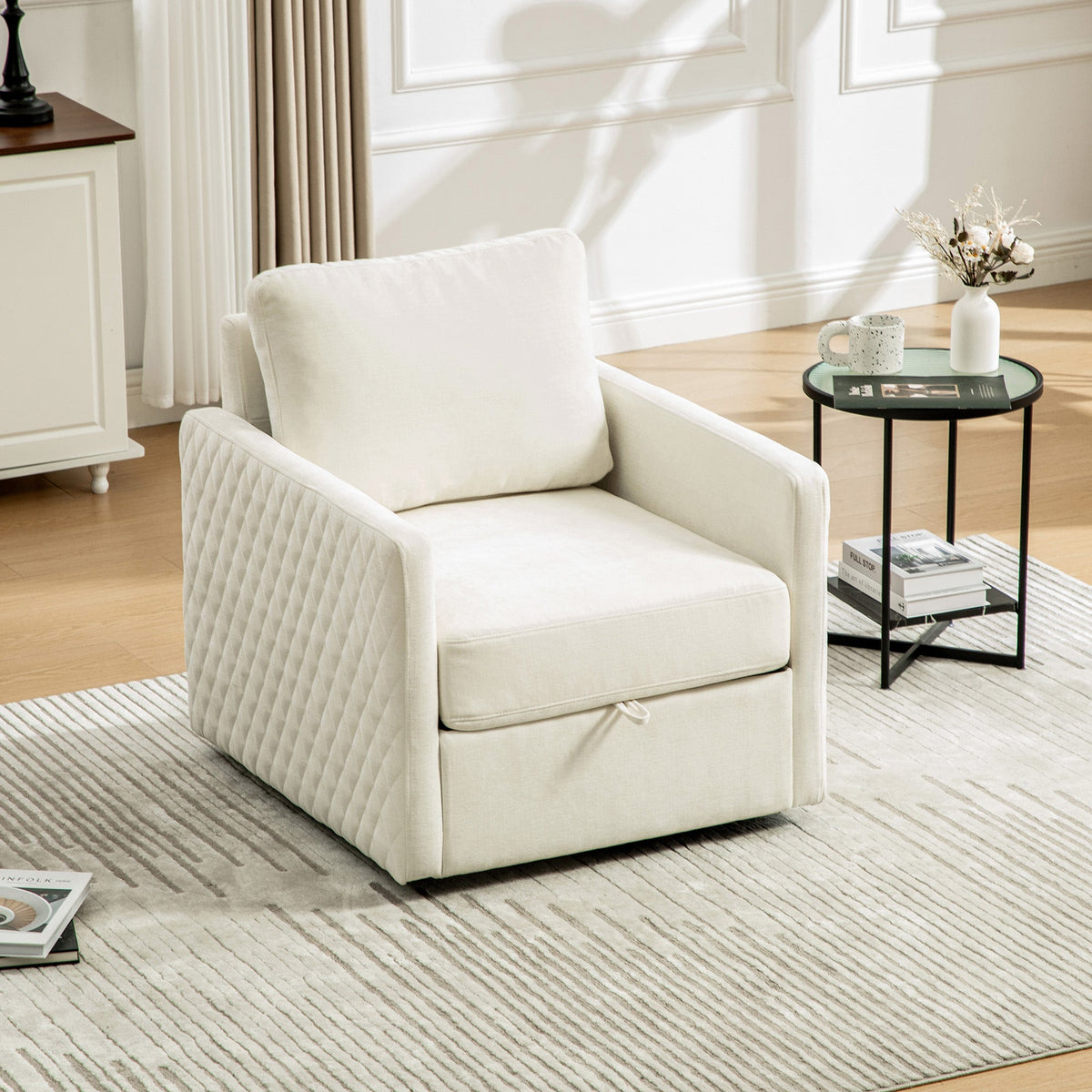 29.5''W Upholstered 360° Swivel Armchairs with Hidden Storage (2x) beige by HouseOfZazla on Tampa Home & Garden Store
