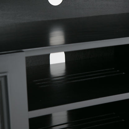 Solid Wood TV Stand with Adjustable Shelves dark finish wood with gray frame on Tampa Home & Garden Store