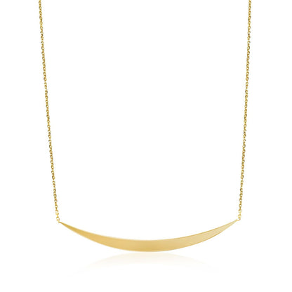 14k Yellow Gold Necklace with Polished Curved Bar Pendant