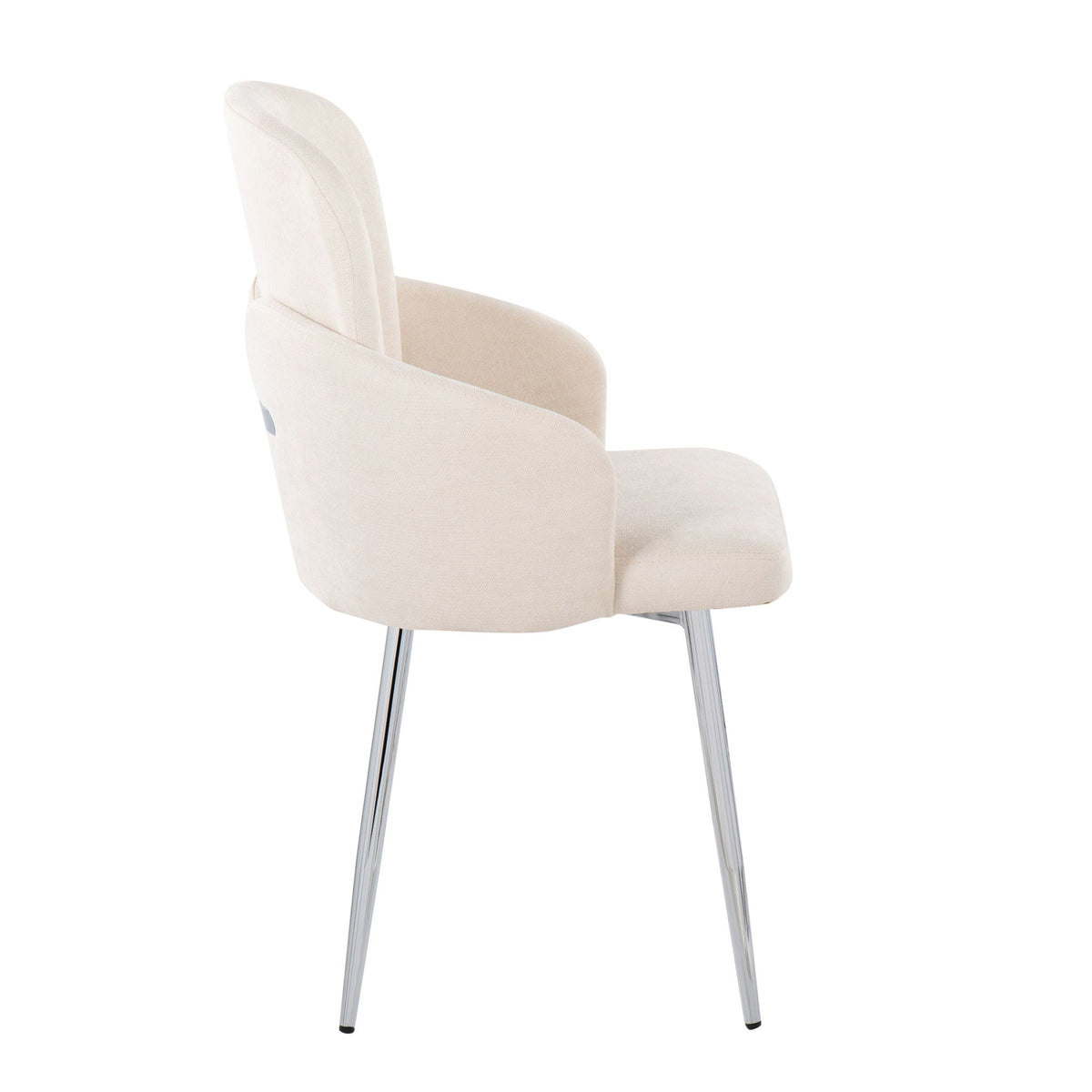 Beige upholstered contemporary dining chair with chrome legs on Tampa Home & Garden Store