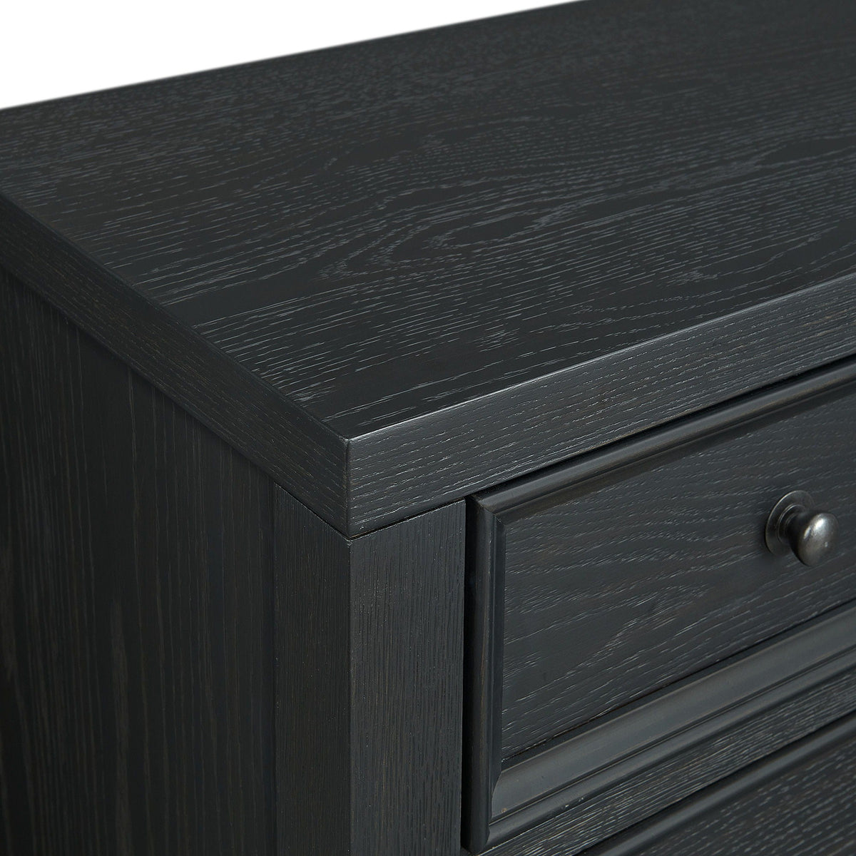 6-drawer chest with smooth slides in black wood-grain finish, round knob, HouseOfZazla accent chest on Tampa Home & Garden Store