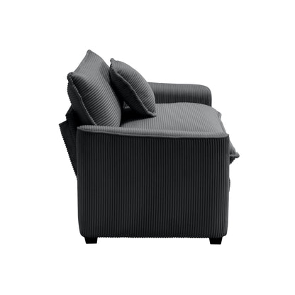 Elegant Oversized Sectional Sofa Set by HouseOfZazla, dark grey corduroy, 3-piece on Tampa Home & Garden Store