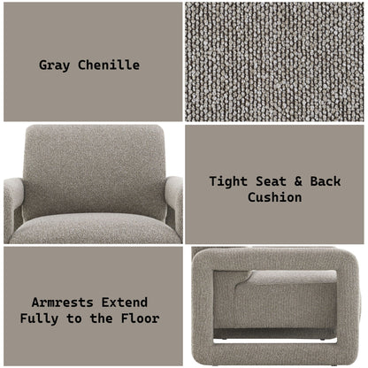 Gray accent armchair Glenda by HouseOfZazla in chenille upholstery with pocket coil on Tampa Home & Garden Store
