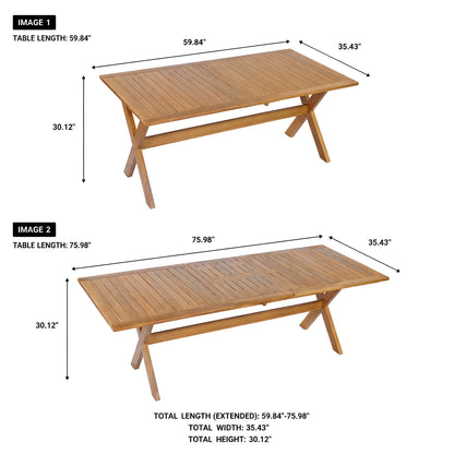 7 Piece Acacia Wood Outdoor Dining Table Set