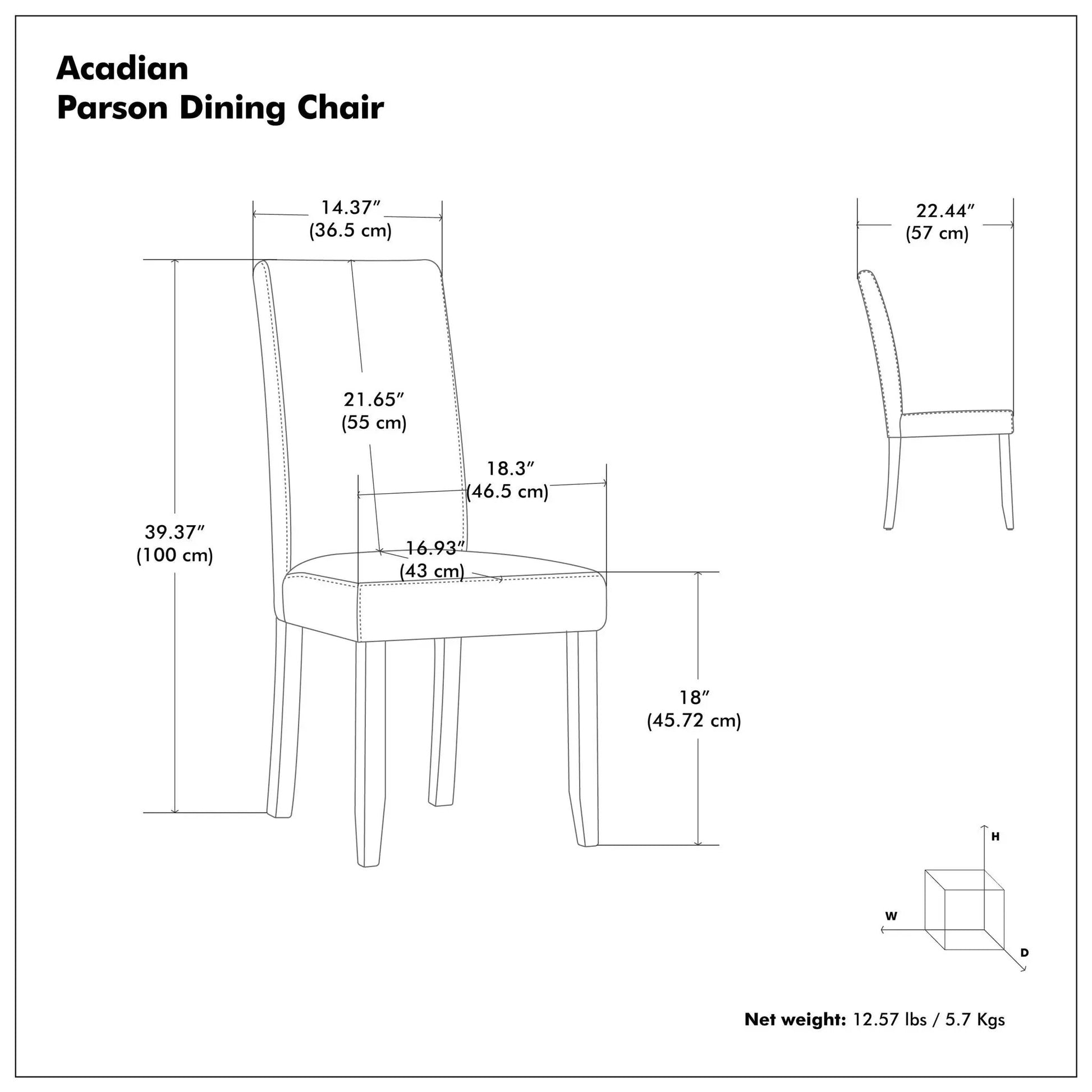 Acadian Upholstered Parson Dining Chairs set of 2 with padded back on Tampa Home & Garden Store
