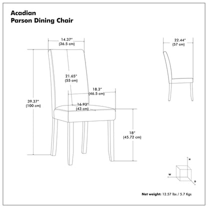 Acadian Upholstered Parson Dining Chairs set of 2 with padded back on Tampa Home & Garden Store