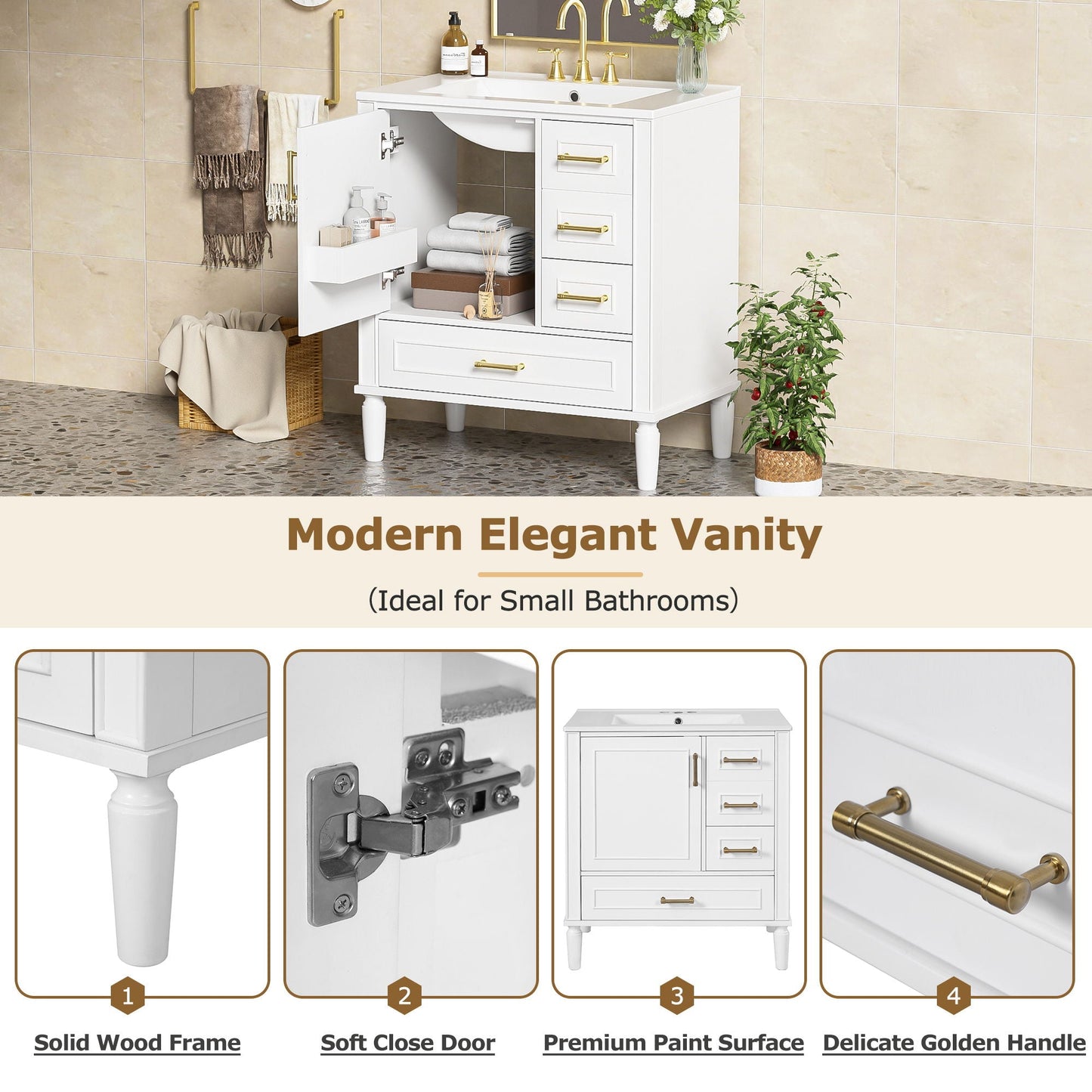 Traditional Bathroom Vanity With Soft Close Doors