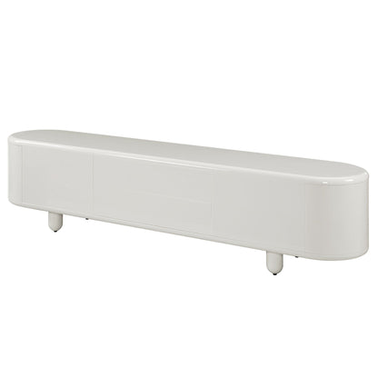 Gloss white TV stand with self-closing drawers, 94-inch wide, modern entertainment center on Tampa Home & Garden Store