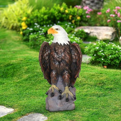 Large standing bald eagle garden statue by HouseOfZazla with white head and brown body on Tampa Home & Garden Store