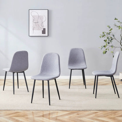 Linen Cotton Dining Chair Set in Light Gray