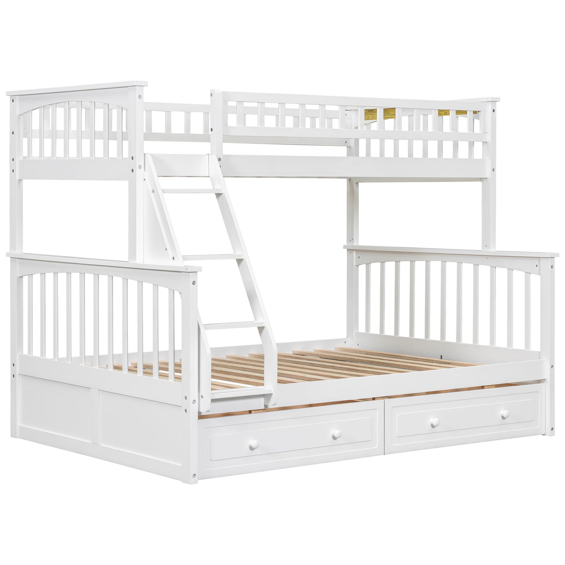 Bunk Bed With Drawers white wooden bunk bed by HouseOfZazla with 3 under-bed drawers and ladder on Tampa Home & Garden Store