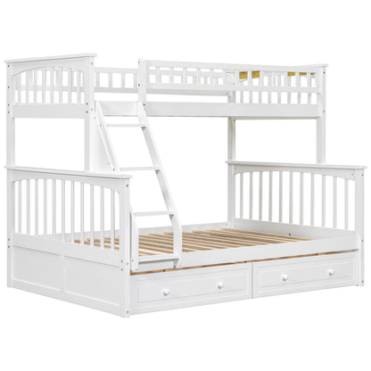 Bunk Bed With Drawers white wooden bunk bed by HouseOfZazla with 3 under-bed drawers and ladder on Tampa Home & Garden Store