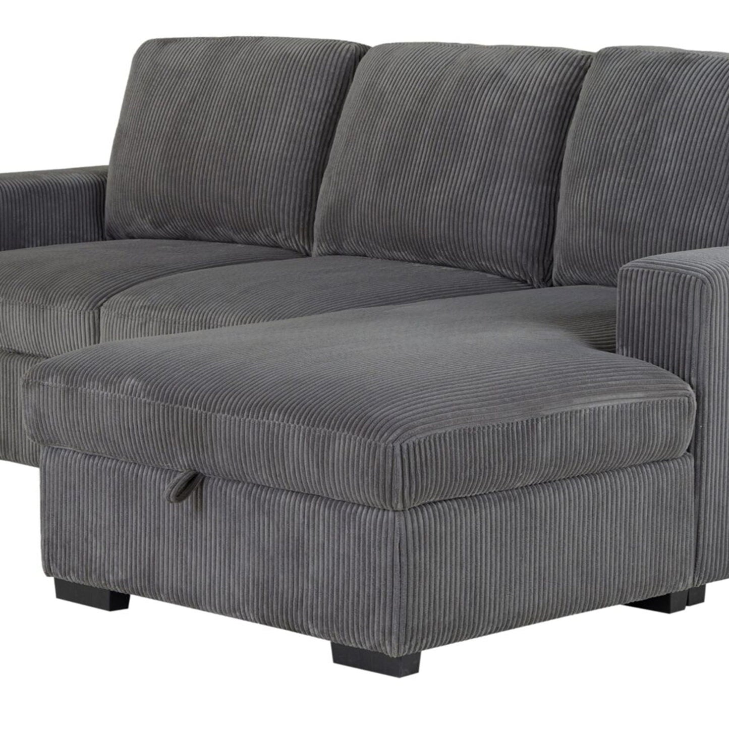 Melody Contemporary Sectional Sofa gray corduroy upholstery HouseOfZazla stationary on Tampa Home & Garden Store