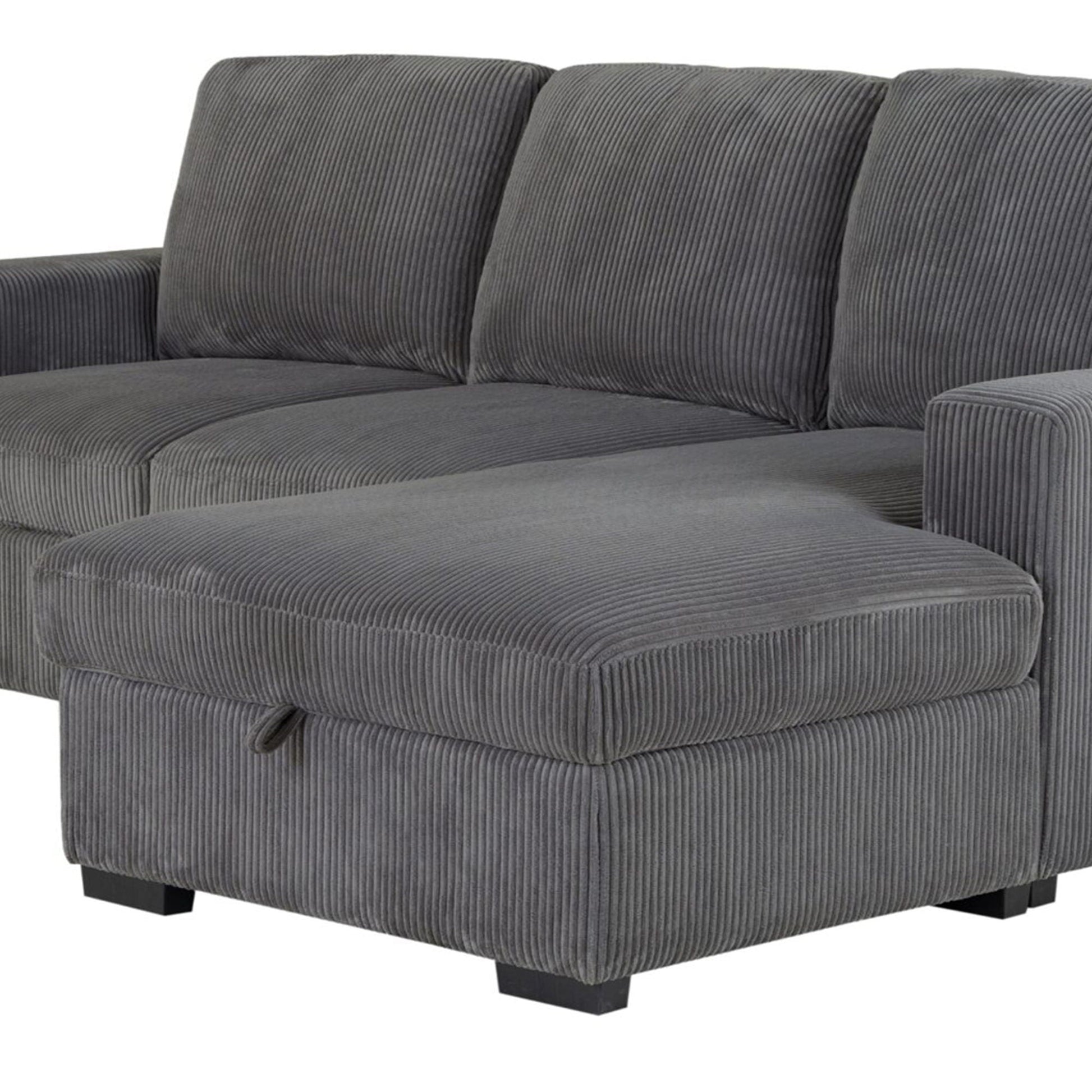 Melody Contemporary Sectional Sofa gray corduroy upholstery HouseOfZazla stationary on Tampa Home & Garden Store