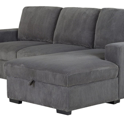 Melody Contemporary Sectional Sofa gray corduroy upholstery HouseOfZazla stationary on Tampa Home & Garden Store