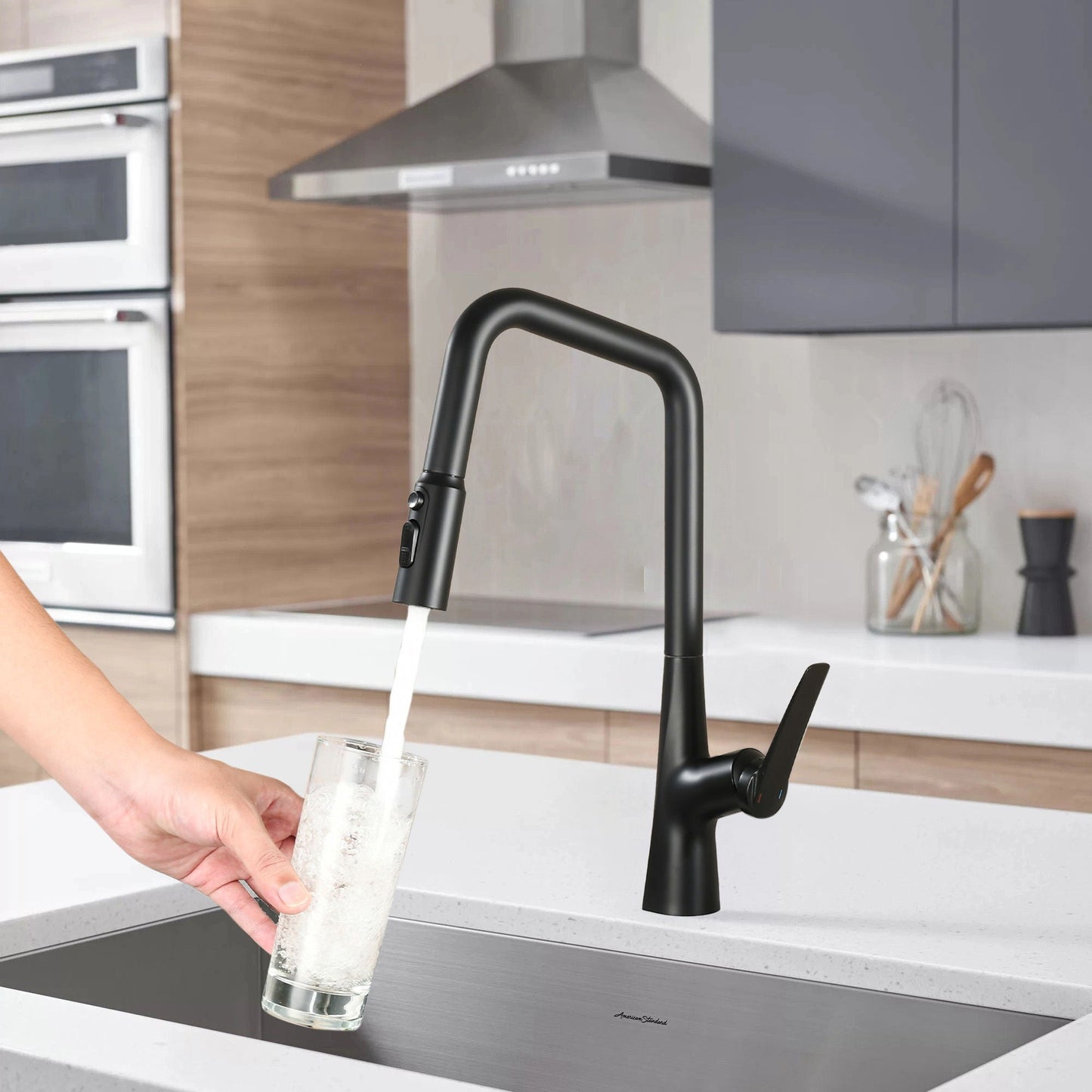 HouseOfZazla kitchen faucet, matte black, 3-function 360 sprayer with touch switch on Tampa Home & Garden Store