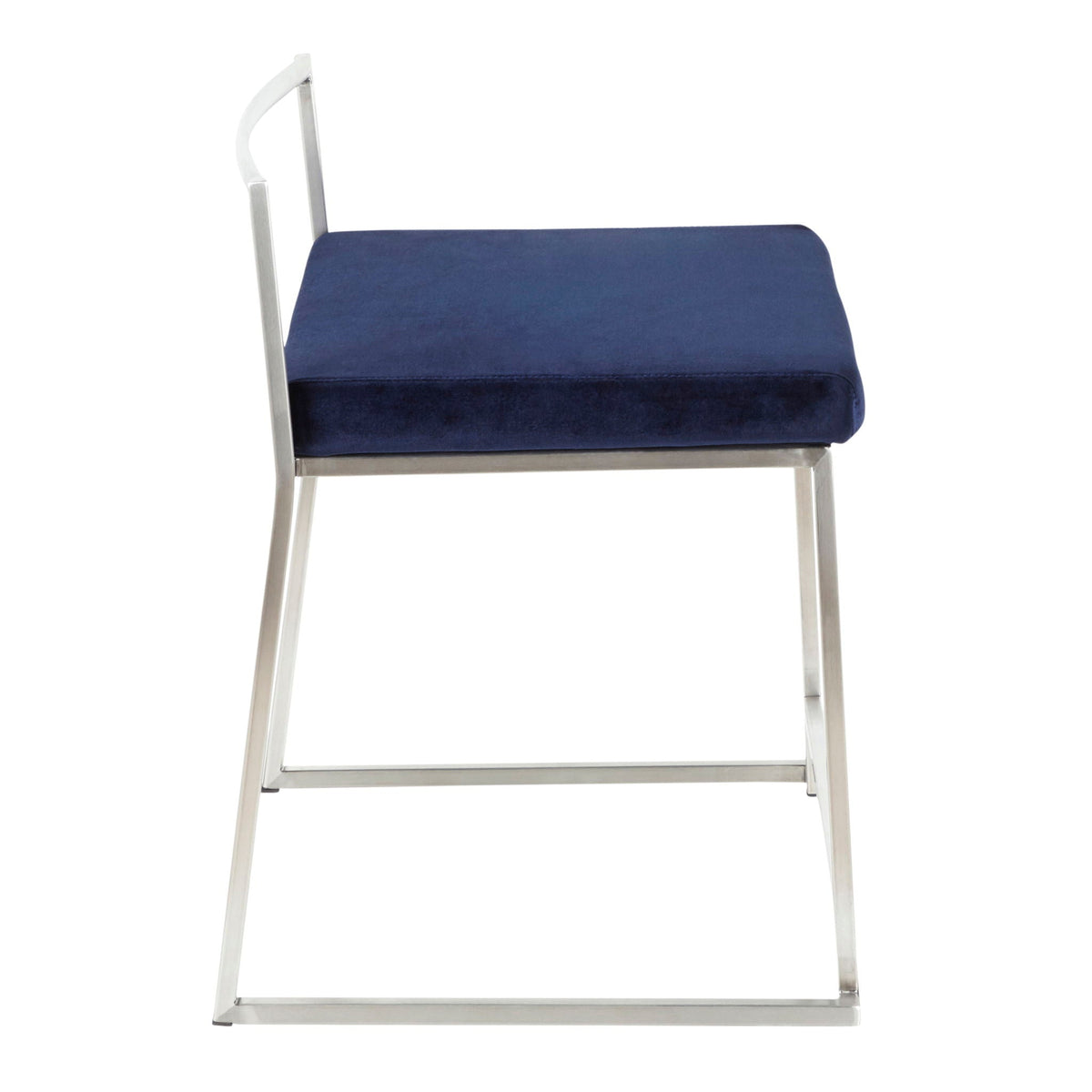 Contemporary stackable dining chair set with metal frame blue upholstery on Tampa Home & Garden Store