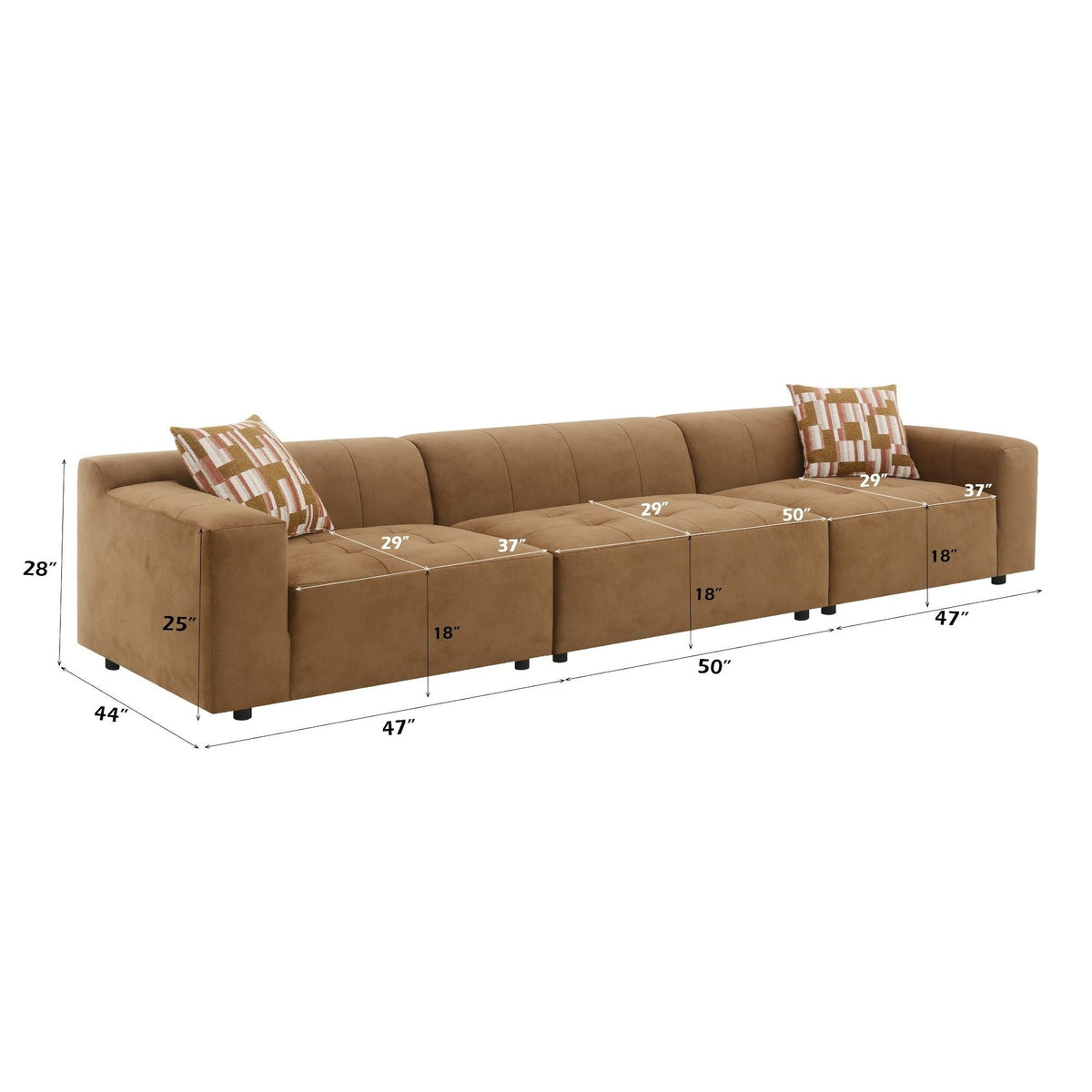 Modular Sofa with Chocolate Cushions and Pillows