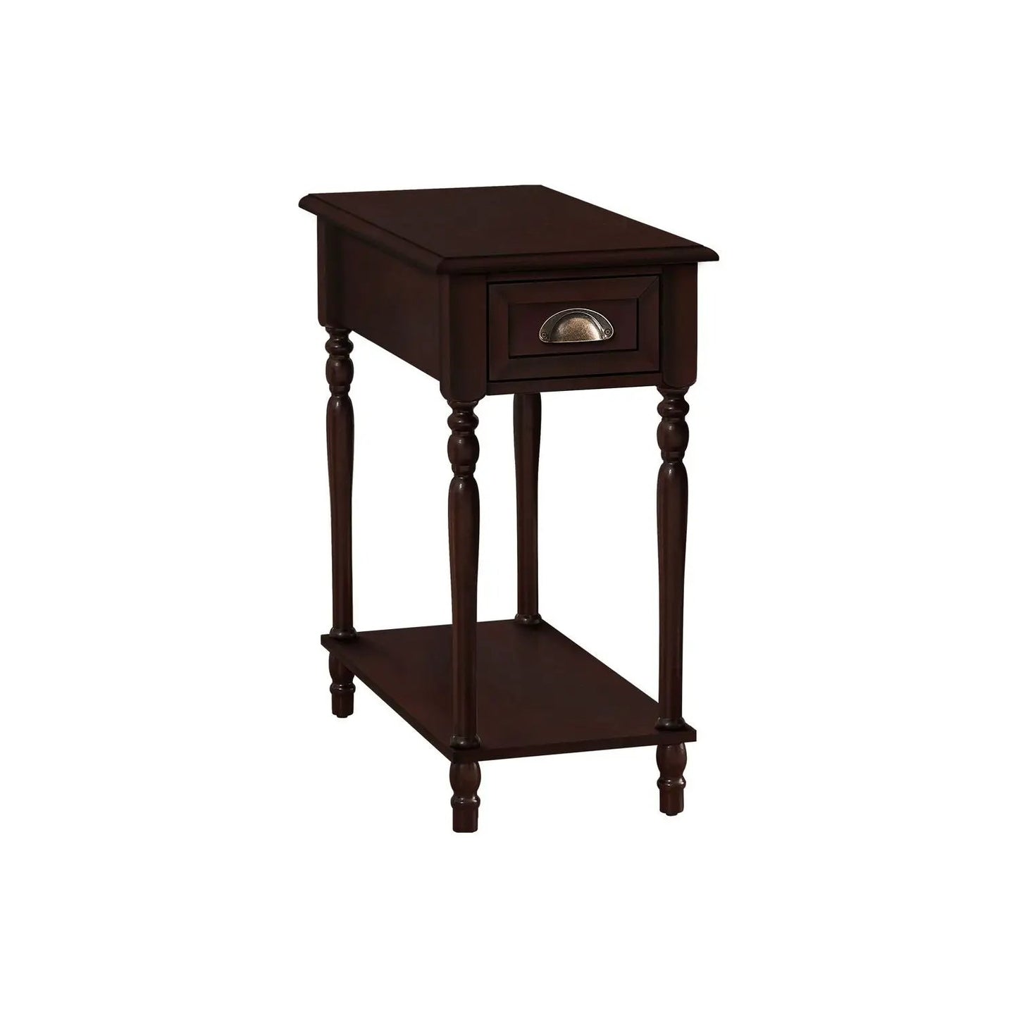 Accent Side Table 2-Tier with drawer in dark espresso finish, traditional design on Tampa Home & Garden Store