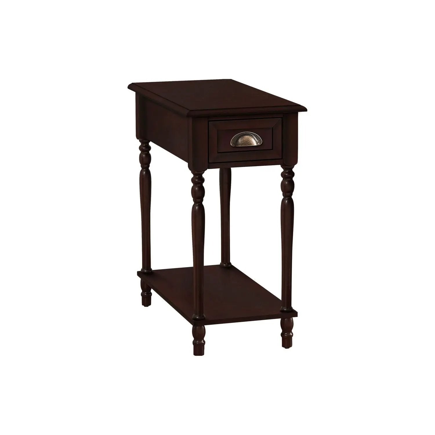 Accent Side Table 2-Tier with drawer in dark espresso finish, traditional design on Tampa Home & Garden Store