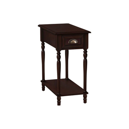 Accent Side Table 2-Tier with drawer in dark espresso finish, traditional design on Tampa Home & Garden Store