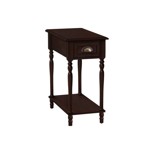 Accent Side Table 2-Tier with drawer in dark espresso finish, traditional design on Tampa Home & Garden Store
