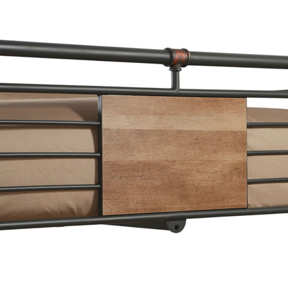 Brantley full-long/queen bunk bed frame, black metal rails with wood panels, HouseOfZazla on Tampa Home & Garden Store