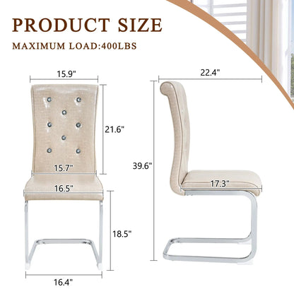 Elegant Design Upholstered Dining Chairs, beige crocodile-embossed upholstery, 2 chairs on Tampa Home & Garden Store