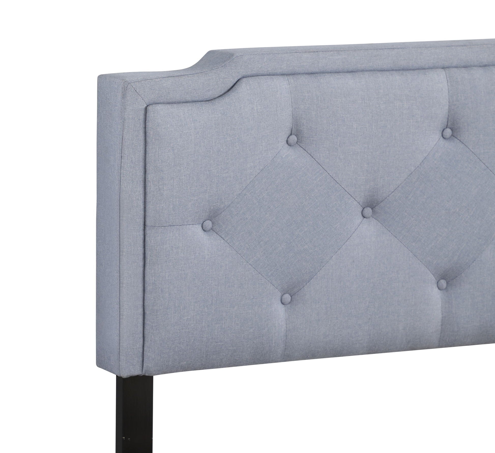 Button tufted upholstered bed in light blue fabric with diamond tufting by HouseOfZazla on Tampa Home & Garden Store