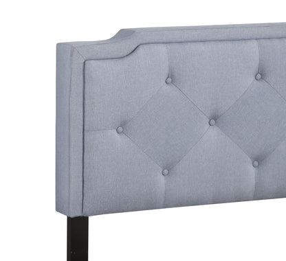 Button tufted upholstered bed in light blue fabric with diamond tufting by HouseOfZazla on Tampa Home & Garden Store