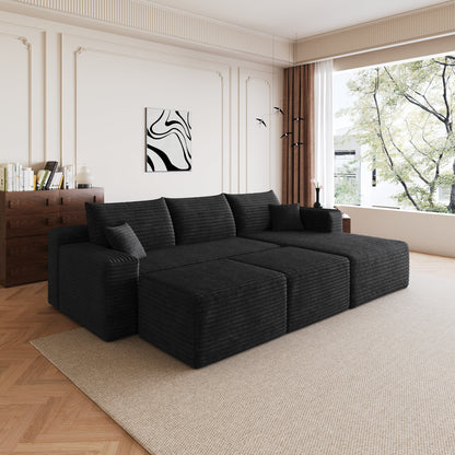 95 Inch Cloud Sectional Sofa And Two Ottomans