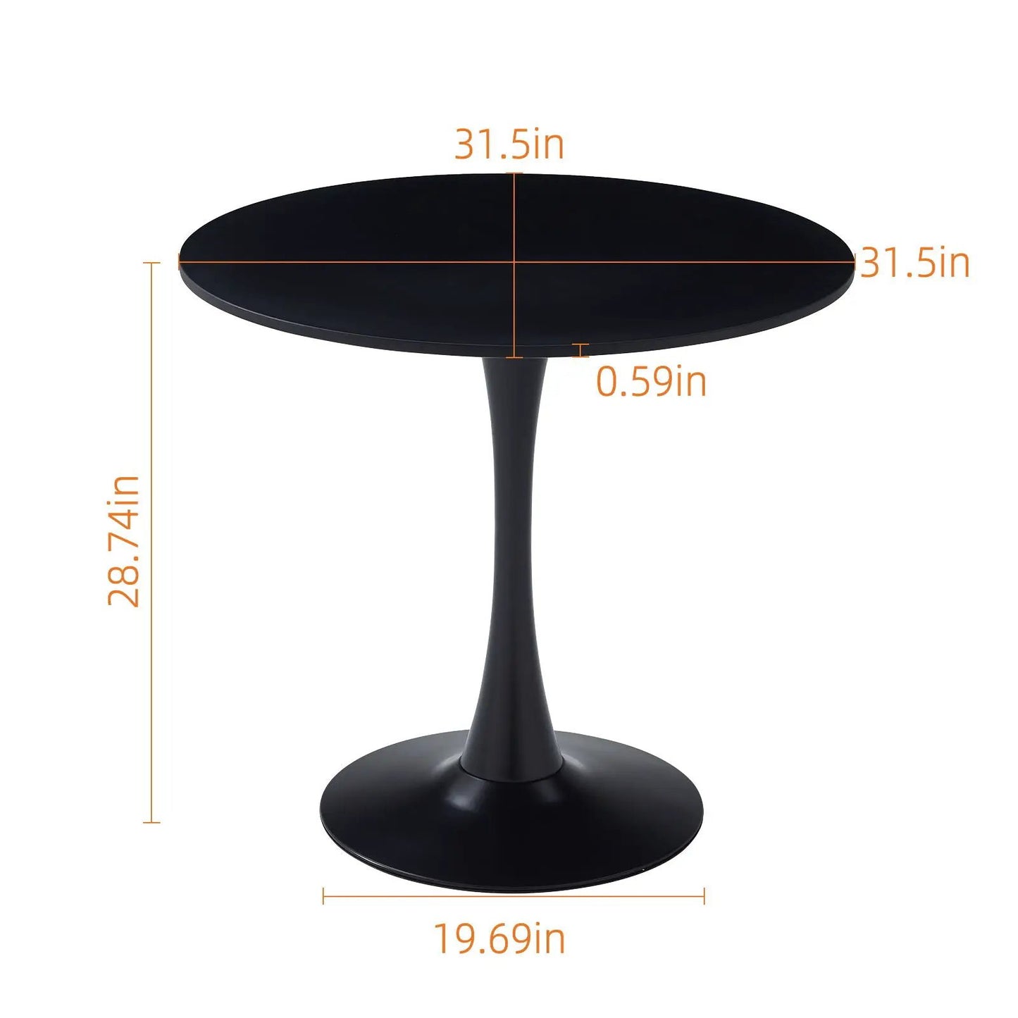 Round Dining Table With Tulip Style Base in black finish, 31.5in diameter, by Unique Piece Furniture on Tampa Home & Garden Store