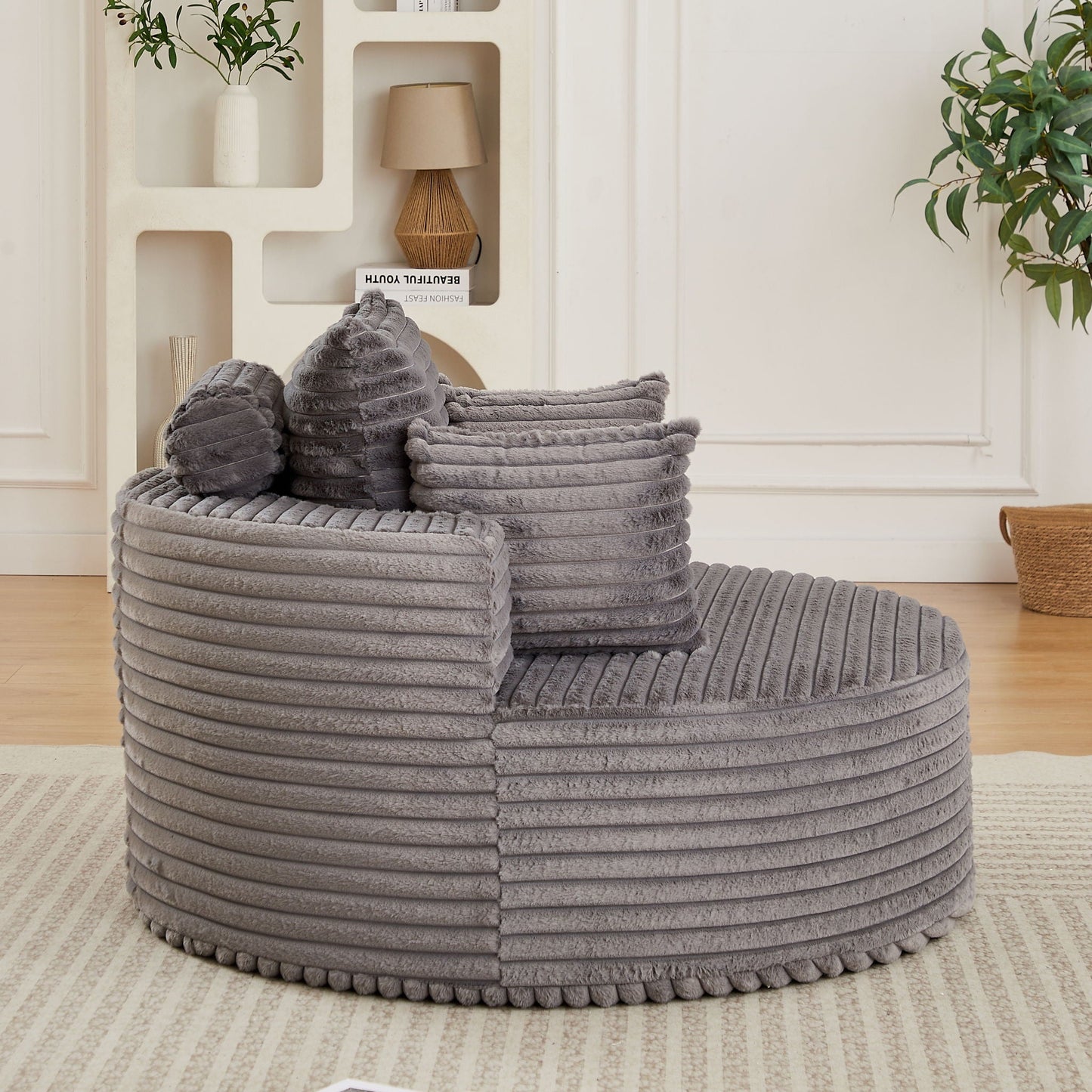 Modern Single Sofa With Backrest Pillow For Living Room grey seating HouseOfZazla on Tampa Home & Garden Store