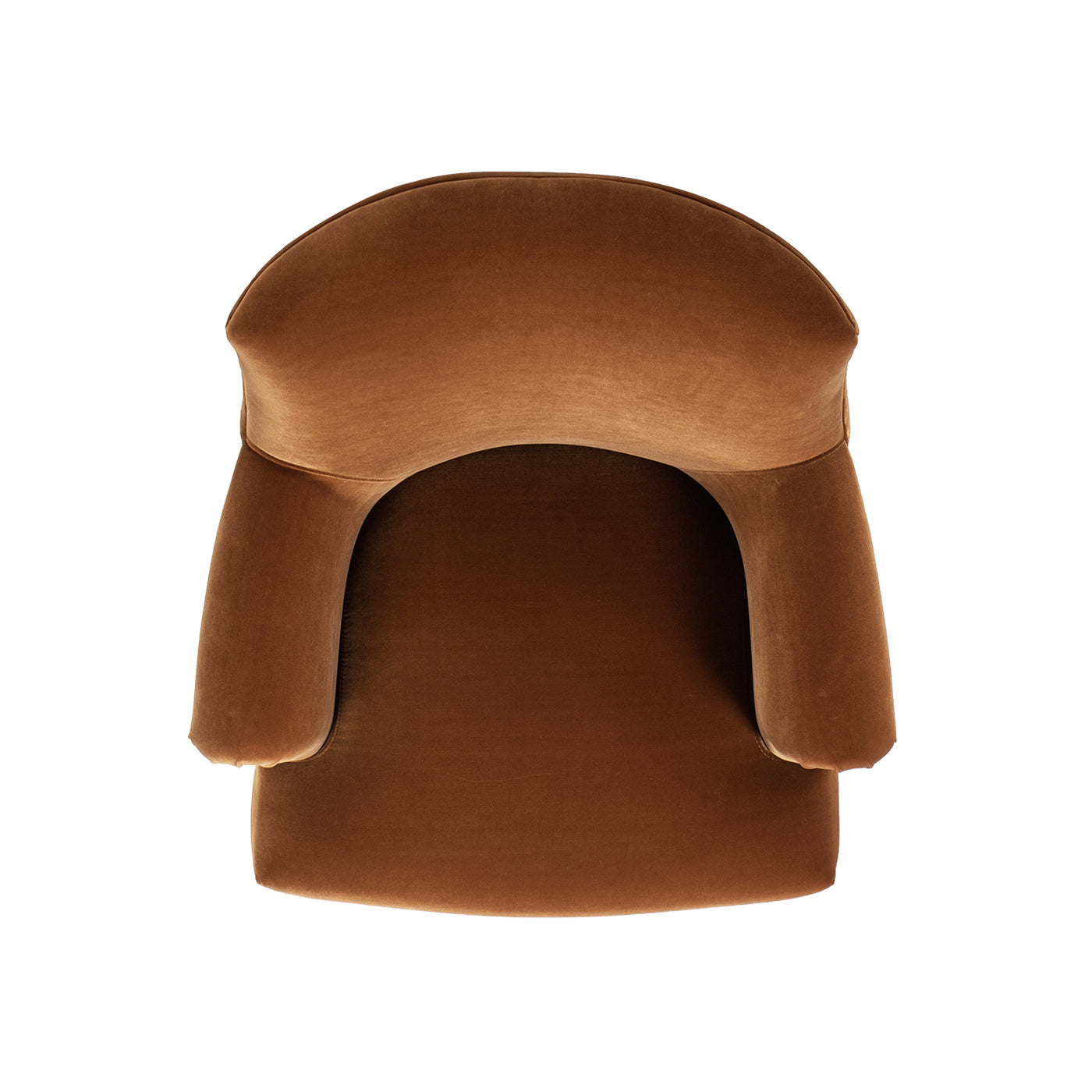 Eloise 30-inch burnt orange velvet accent armchair with rounded back and sock arms on Tampa Home & Garden Store