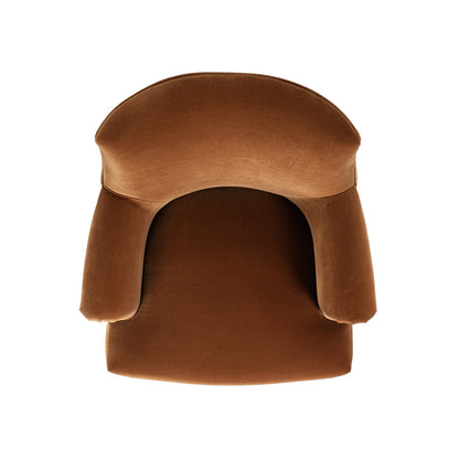 Eloise 30-inch burnt orange velvet accent armchair with rounded back and sock arms on Tampa Home & Garden Store