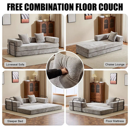 Convertible Floor Sofa Bed with Armrest