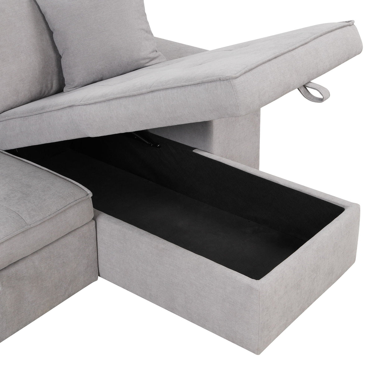 Modern gray L-shape reversible sleeper sectional with storage chaise and pull-out bed on Tampa Home & Garden Store