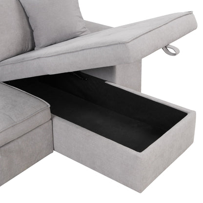 Modern gray L-shape reversible sleeper sectional with storage chaise and pull-out bed on Tampa Home & Garden Store