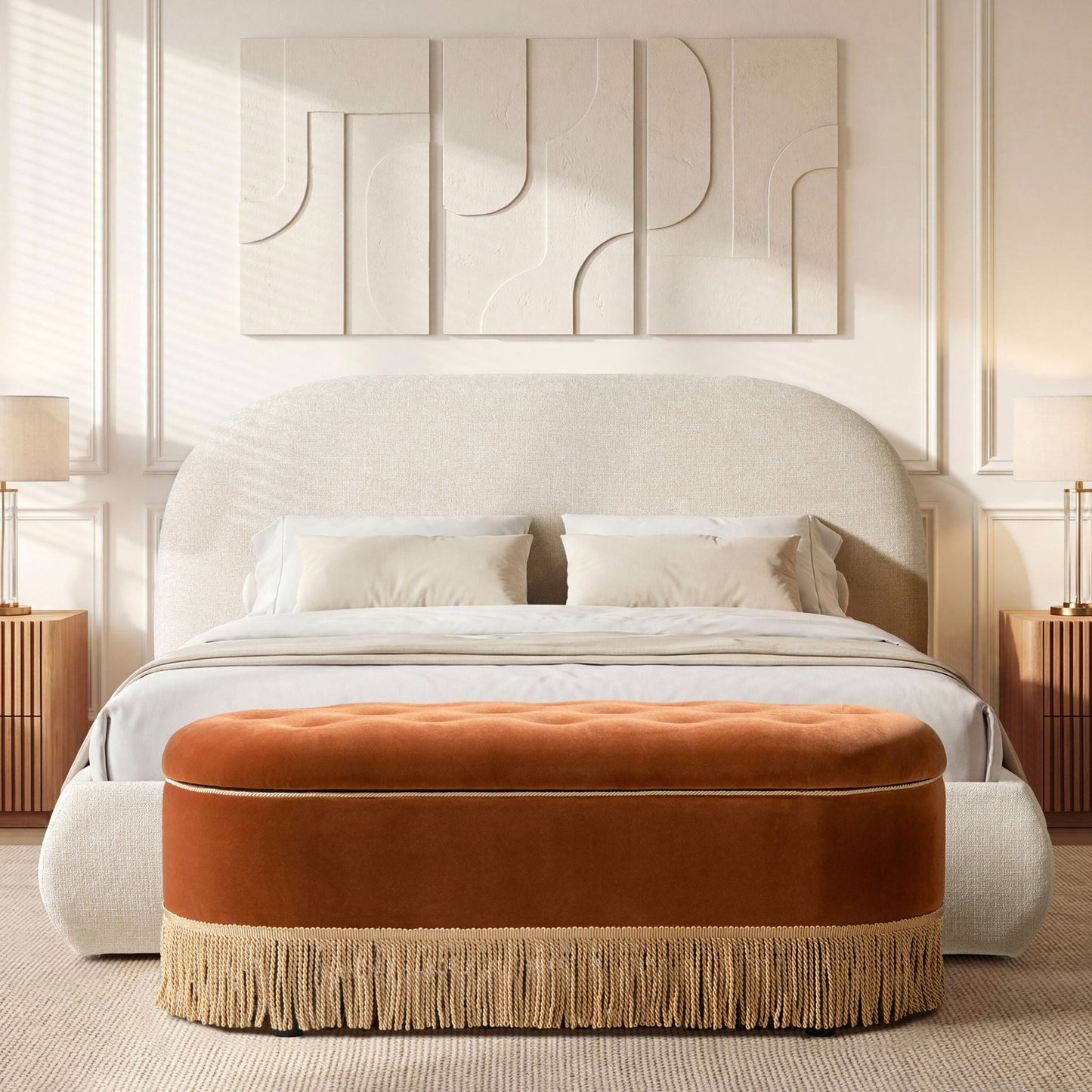 Archie Puffy Upholstered Platform Bed and Frame