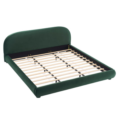 Dark Green Velvet Bed Frame and Headboard