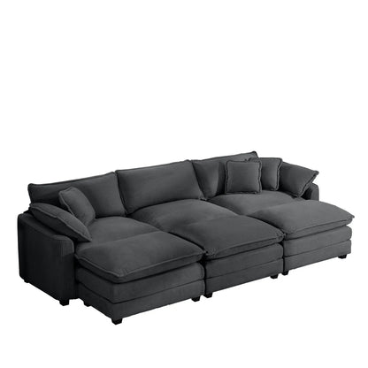 Modular cushion sofa with ottoman in charcoal gray fabric, deep seating 3-piece set on Tampa Home & Garden Store