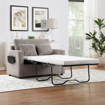 Sleeper sofa Unique Piece Furniture in gray corduroy with pull-out mattress and storage pocket on Tampa Home & Garden Store
