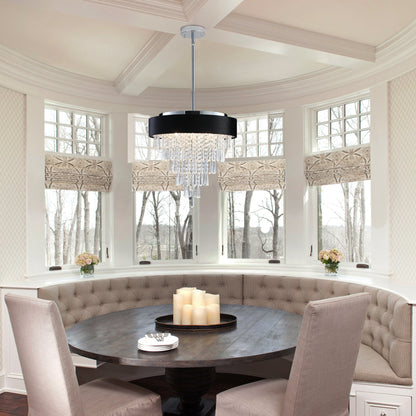 18-inch Modern Crystal Chandelier with Black Velvet Shade by HouseOfZazla, crystal drops on Tampa Home & Garden Store