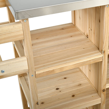 Foldable outdoor kitchen island HouseOfZazla with stainless steel top and wooden frame on Tampa Home & Garden Store