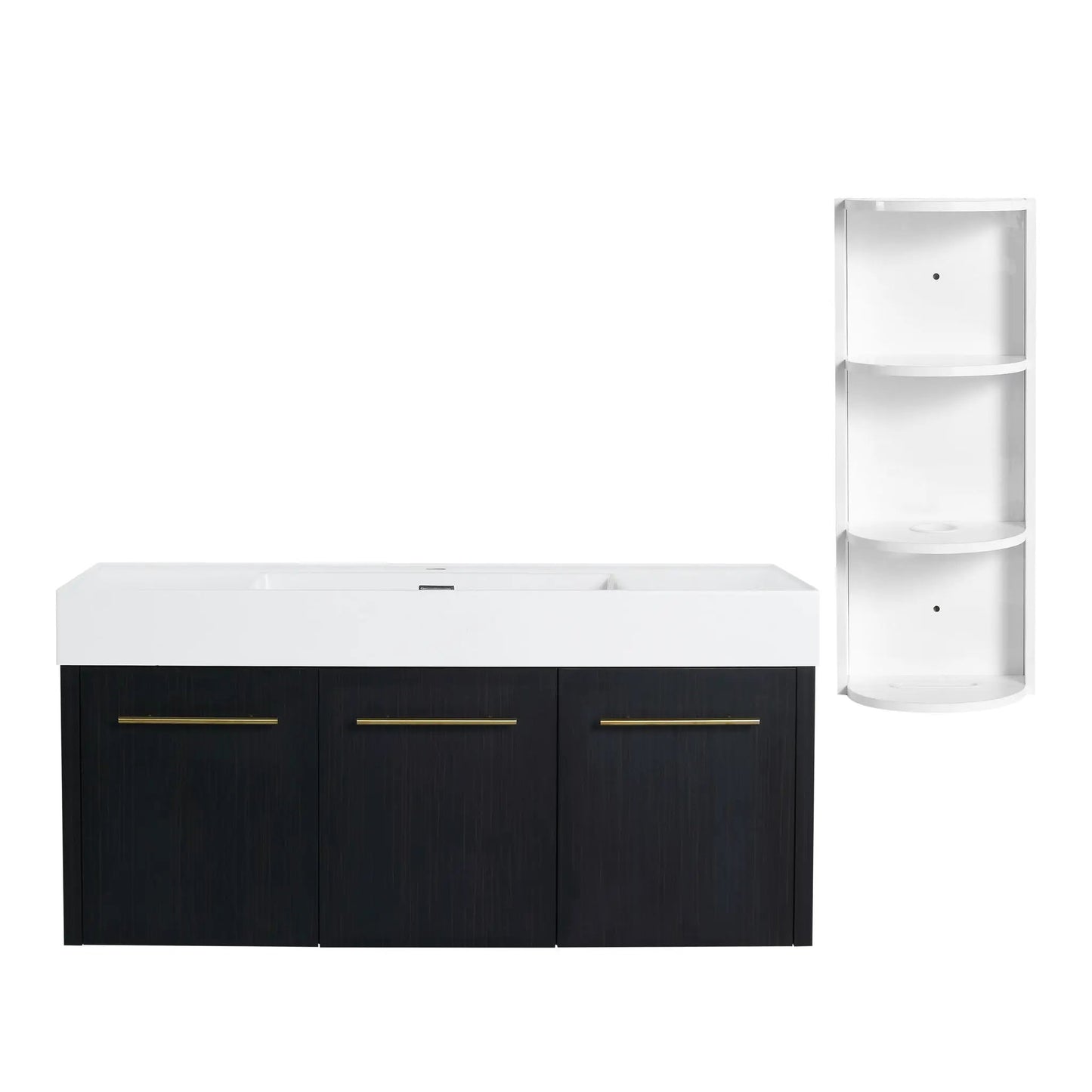 Modern Wall Mounted Vanity with Resin Sink Rack